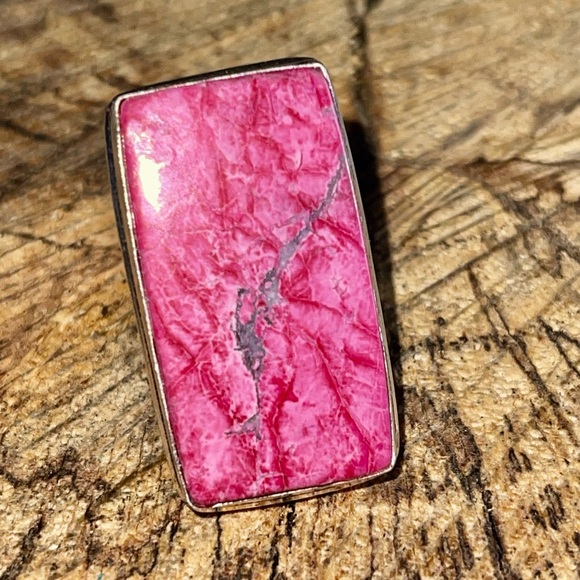 Beautiful Oversize Pink Sea Sediment Jasper Ring 6 1/2 - Picture 3 of 10